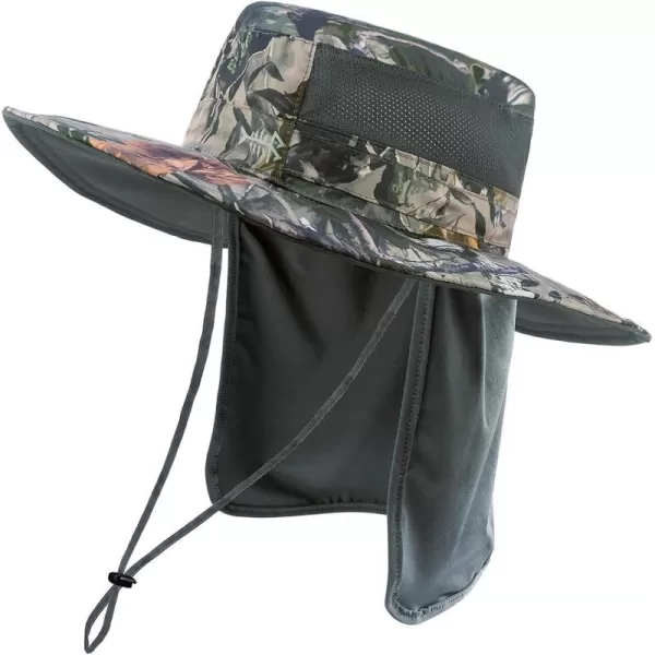 BASSDASH UPF 50 Sun Fishing Hat Water Resistant with Detachable Neck FlapWoodland I