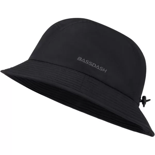 BASSDASH UPF50 Fishing Bucket Hat for Men Women Lightweight Water Resistant Packable Outdoor Summer Sun Hats FH13Black