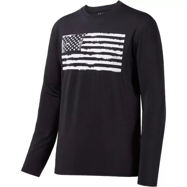 BASSDASH Vintage American Patriotic Flag Mens Fishing Shirt Long Short SleeveLong Sleeve  Black T