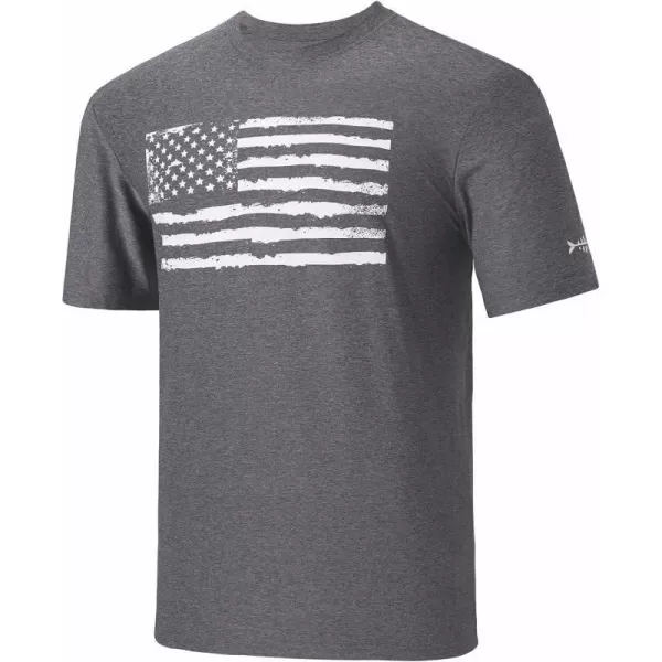 BASSDASH Vintage American Patriotic Flag Mens Fishing Shirt Long Short SleeveShort Sleeve  Heather Grey T