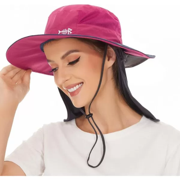 BASSDASH Women UPF 50 Sun Hat with Ponytail Hole Neck Flap Water Resistant Fishing OutdoorRose PinkDark Grey