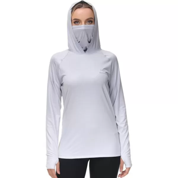 BASSDASH Womens Fishing Hoodie Shirt With Face Mask Thumb Holes UPF 50 FS23WGrey Spot Gradient