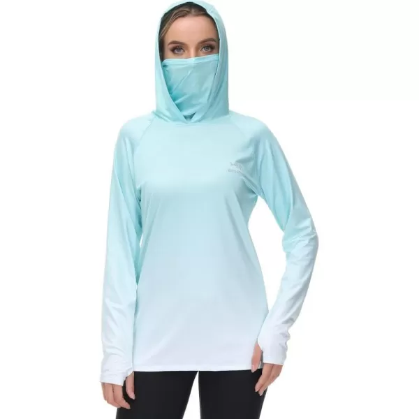 BASSDASH Womens Fishing Hoodie Shirt With Face Mask Thumb Holes UPF 50 FS23WMint Green Spot Gradient