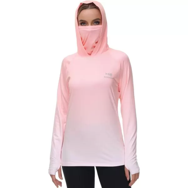 BASSDASH Womens Fishing Hoodie Shirt With Face Mask Thumb Holes UPF 50 FS23WPeach Spot Gradient