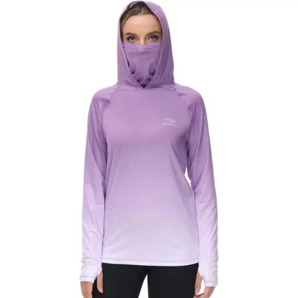 BASSDASH Womens Fishing Hoodie Shirt With Face Mask Thumb Holes UPF 50 FS23WViolet Spot Gradient