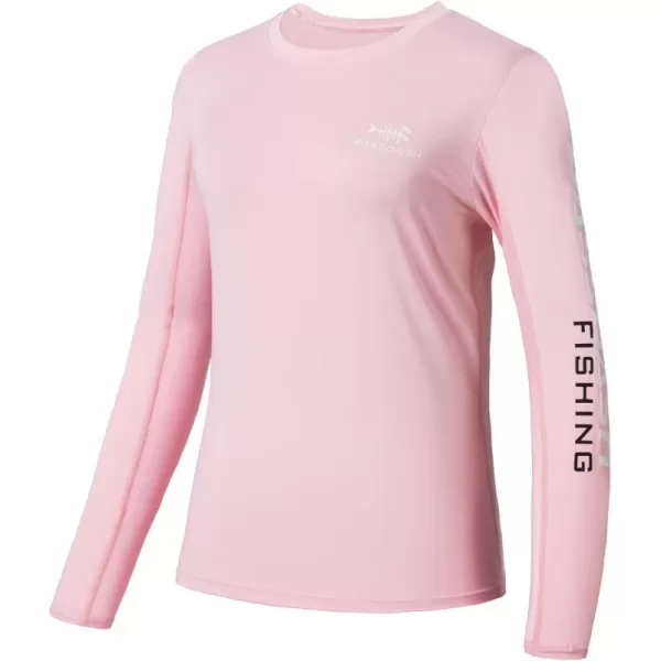 BASSDASH Womens UPF 50 UV Sun Protection Long Sleeve Shirts Quick Dry TShirt for Fishing Hiking KayakingPinkWhite Logo