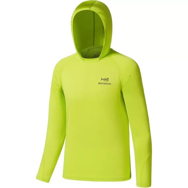 BASSDASH Youth UPF50 Performance T Shirt with Hood Long Sleeve Fishing Hiking Sun Shirt FS03YPear Green