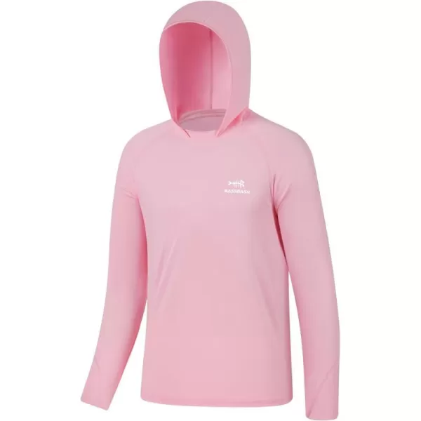 BASSDASH Youth UPF50 Performance T Shirt with Hood Long Sleeve Fishing Hiking Sun Shirt FS03YPink