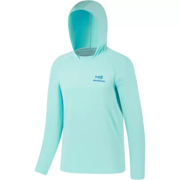 BASSDASH Youth UPF50 Performance T Shirt with Hood Long Sleeve Fishing Hiking Sun Shirt FS03YSeafoam