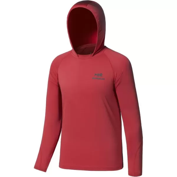 BASSDASH Youth UPF50 Performance T Shirt with Hood Long Sleeve Fishing Hiking Sun Shirt FS03YWatermelon Red