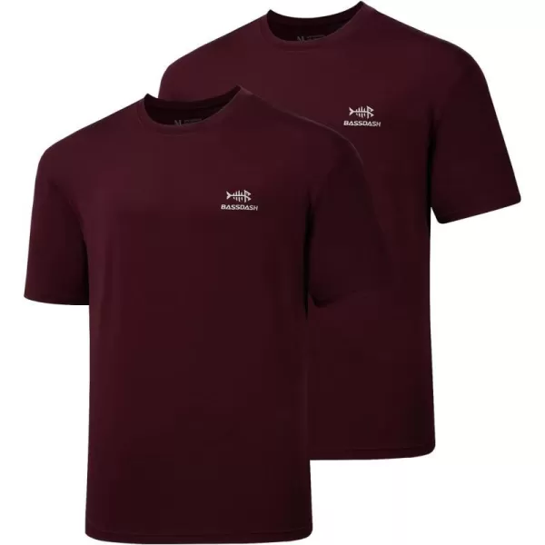 BASSDASHnbspMensnbspUPFnbsp50nbspShortnbspSleevenbspFishingnbspShirtsnbspPerformancenbspCoolingnbspUVnbspSunnbspProtectionnbsp HikingnbspTShirtsBurgundy Pack of 2