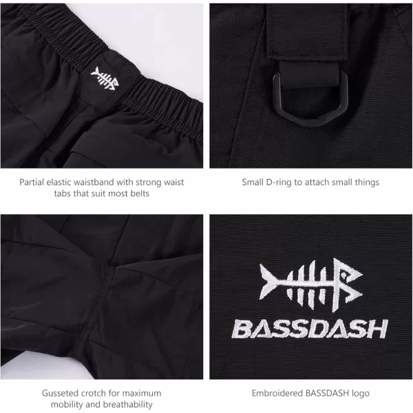 BASSDASH Youth 5quot Fishing Shorts UPF 50 Water Resistant Quick Dry Boys Girls Hiking Cargo Shorts with Pockets FP03YBlack