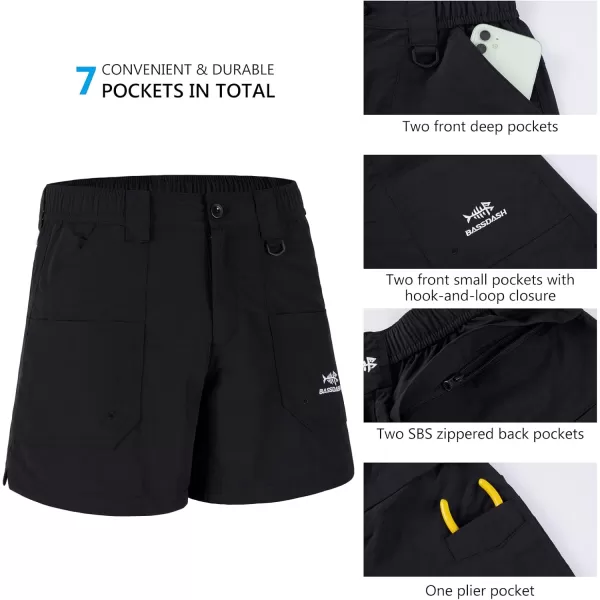 BASSDASH Youth 5quot Fishing Shorts UPF 50 Water Resistant Quick Dry Boys Girls Hiking Cargo Shorts with Pockets FP03YBlack