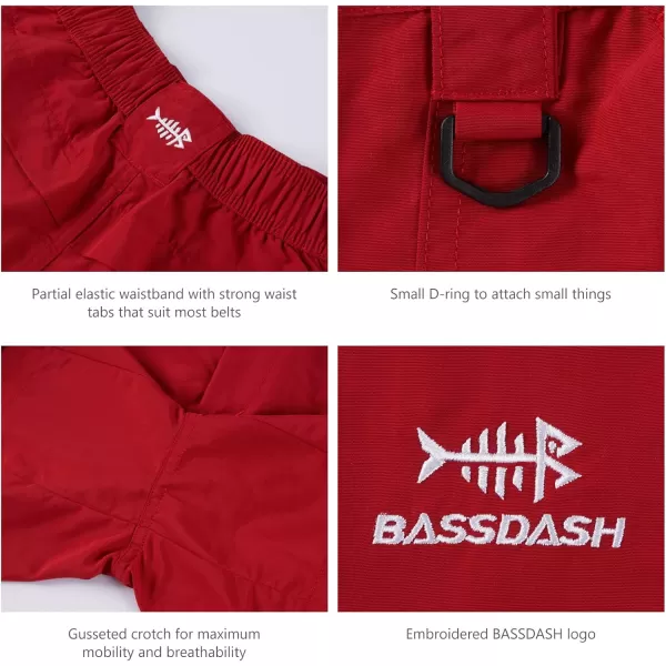 BASSDASH Youth 5quot Fishing Shorts UPF 50 Water Resistant Quick Dry Boys Girls Hiking Cargo Shorts with Pockets FP03YChili Red