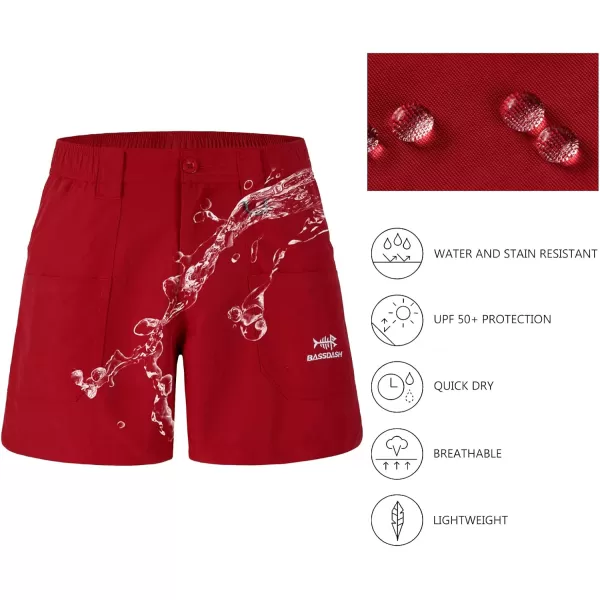 BASSDASH Youth 5quot Fishing Shorts UPF 50 Water Resistant Quick Dry Boys Girls Hiking Cargo Shorts with Pockets FP03YChili Red