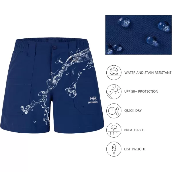 BASSDASH Youth 5quot Fishing Shorts UPF 50 Water Resistant Quick Dry Boys Girls Hiking Cargo Shorts with Pockets FP03YDark Blue