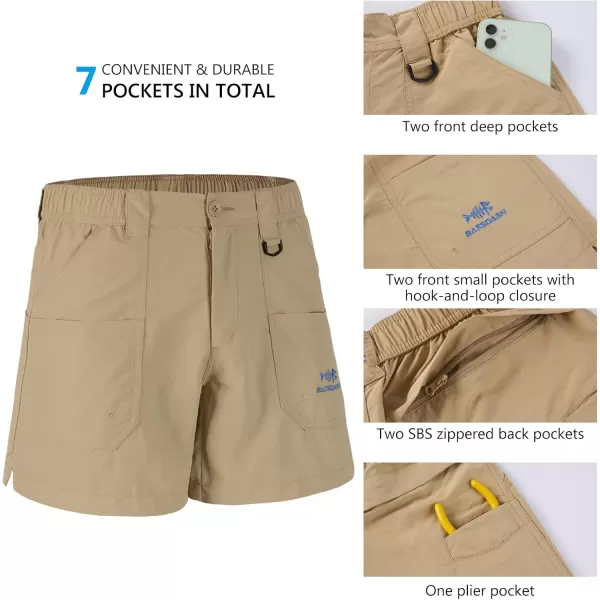 BASSDASH Youth 5quot Fishing Shorts UPF 50 Water Resistant Quick Dry Boys Girls Hiking Cargo Shorts with Pockets FP03YKhaki