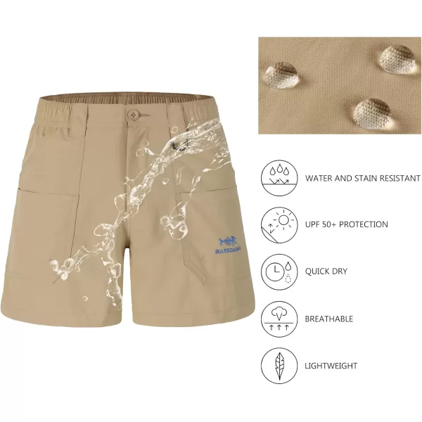 BASSDASH Youth 5quot Fishing Shorts UPF 50 Water Resistant Quick Dry Boys Girls Hiking Cargo Shorts with Pockets FP03YKhaki