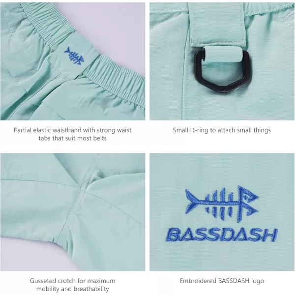 BASSDASH Youth 5quot Fishing Shorts UPF 50 Water Resistant Quick Dry Boys Girls Hiking Cargo Shorts with Pockets FP03YSeafoam