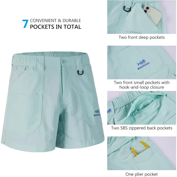 BASSDASH Youth 5quot Fishing Shorts UPF 50 Water Resistant Quick Dry Boys Girls Hiking Cargo Shorts with Pockets FP03YSeafoam