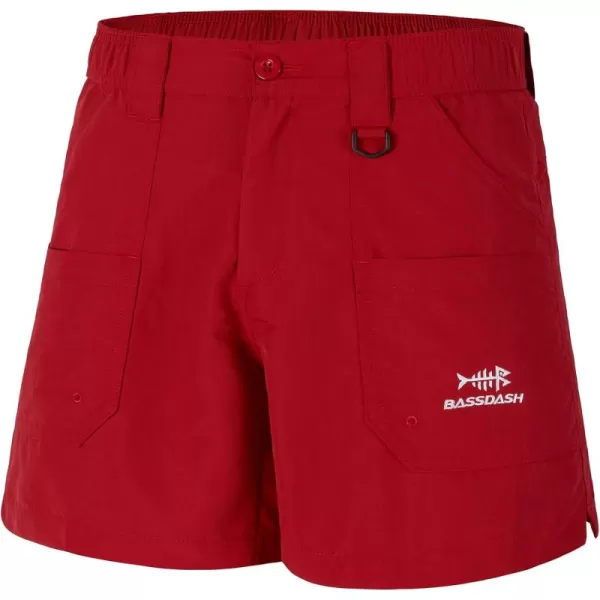 BASSDASH Youth 5quot Fishing Shorts UPF 50 Water Resistant Quick Dry Boys Girls Hiking Cargo Shorts with Pockets FP03YChili Red