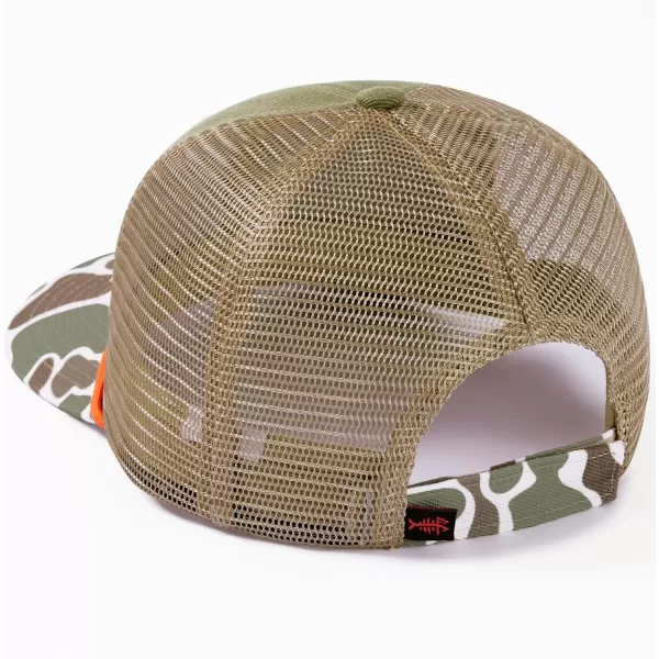 BASSDASH Camo Rope Trucker Hat Adjustable Embroidered Baseball Cap Mesh Back for Duck Deer Hunting Fly Fishing CampingArmy GreenDog  Duck