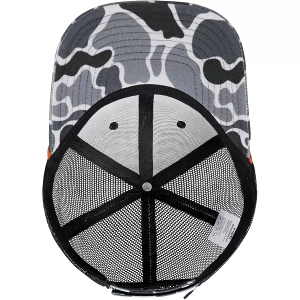 BASSDASH Camo Rope Trucker Hat Adjustable Embroidered Baseball Cap Mesh Back for Duck Deer Hunting Fly Fishing CampingBlackRed Fish