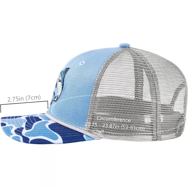BASSDASH Camo Rope Trucker Hat Adjustable Embroidered Baseball Cap Mesh Back for Duck Deer Hunting Fly Fishing CampingBlueJumping Marlin