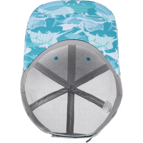 BASSDASH Camo Rope Trucker Hat Adjustable Embroidered Baseball Cap Mesh Back for Duck Deer Hunting Fly Fishing CampingCyan BlueMarlin