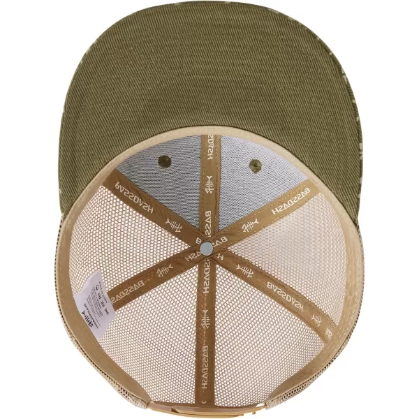 BASSDASH Flat Brim Trucker Cap Adjustable Snapback Hat Mesh Back for Men WomenArmy Green