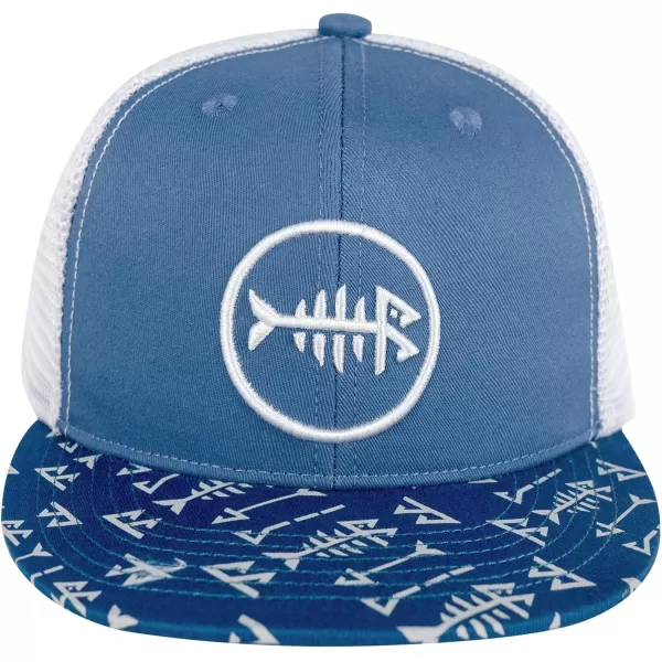 BASSDASH Flat Brim Trucker Cap Adjustable Snapback Hat Mesh Back for Men WomenBlue