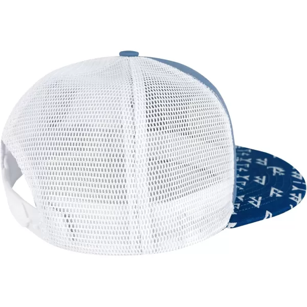 BASSDASH Flat Brim Trucker Cap Adjustable Snapback Hat Mesh Back for Men WomenBlue