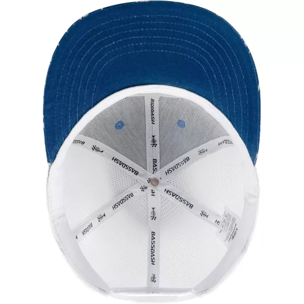 BASSDASH Flat Brim Trucker Cap Adjustable Snapback Hat Mesh Back for Men WomenBlue