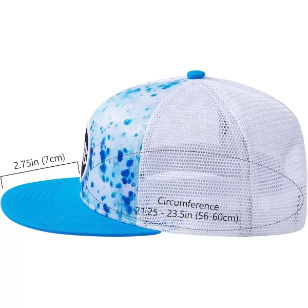 BASSDASH Flat Brim Trucker Cap Adjustable Snapback Hat Mesh Back for Men WomenBlue Ink Camo