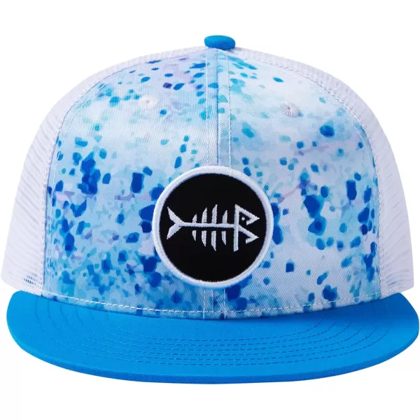 BASSDASH Flat Brim Trucker Cap Adjustable Snapback Hat Mesh Back for Men WomenBlue Ink Camo