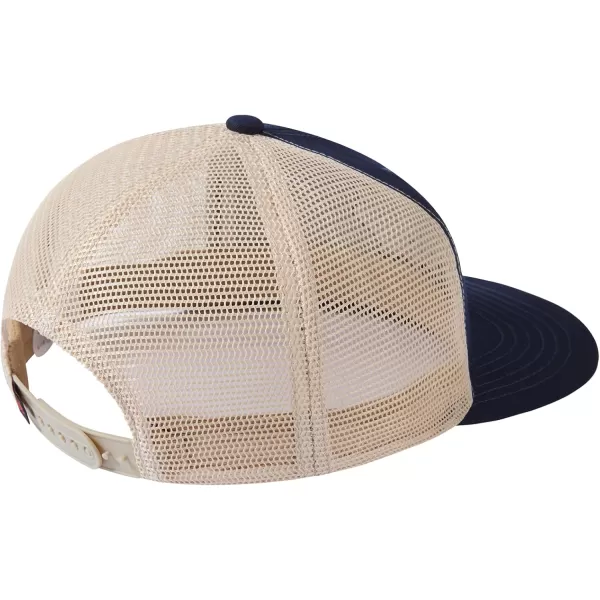 BASSDASH Flat Brim Trucker Cap Adjustable Snapback Hat Mesh Back for Men WomenDark Blue Fish Maple