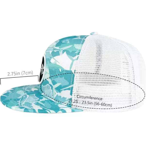 BASSDASH Flat Brim Trucker Cap Adjustable Snapback Hat Mesh Back for Men WomenFish Camo