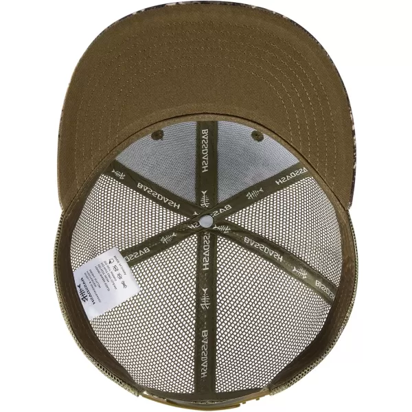 BASSDASH Flat Brim Trucker Cap Adjustable Snapback Hat Mesh Back for Men WomenGrunge Camo