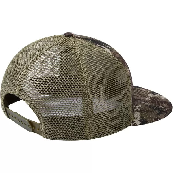 BASSDASH Flat Brim Trucker Cap Adjustable Snapback Hat Mesh Back for Men WomenGrunge Camo