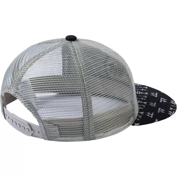BASSDASH Flat Brim Trucker Cap Adjustable Snapback Hat Mesh Back for Men WomenHeather Grey and Black