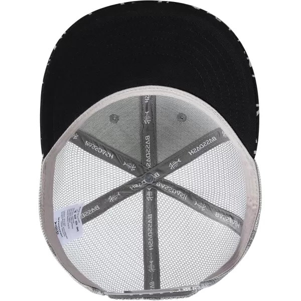 BASSDASH Flat Brim Trucker Cap Adjustable Snapback Hat Mesh Back for Men WomenHeather Grey and Black