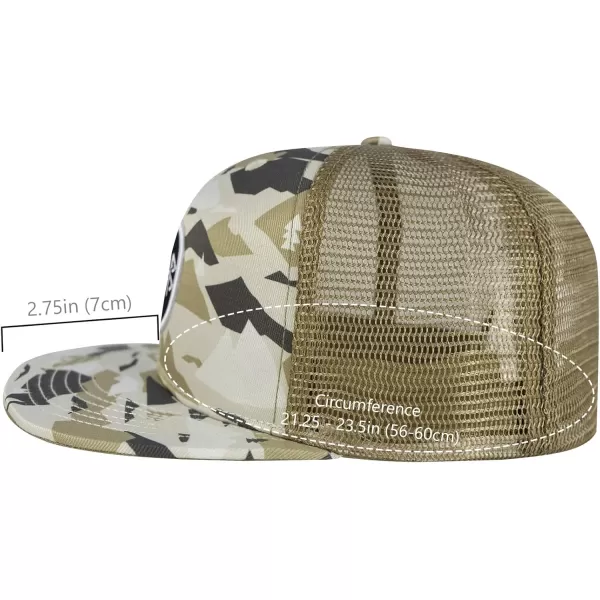 BASSDASH Flat Brim Trucker Cap Adjustable Snapback Hat Mesh Back for Men WomenMountain Camo