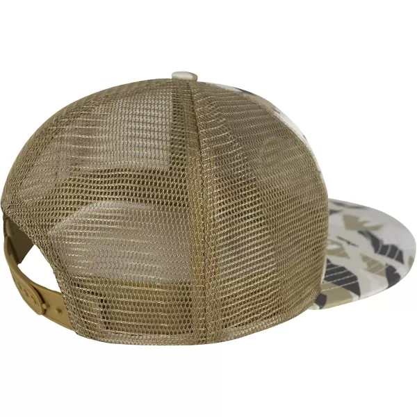 BASSDASH Flat Brim Trucker Cap Adjustable Snapback Hat Mesh Back for Men WomenMountain Camo