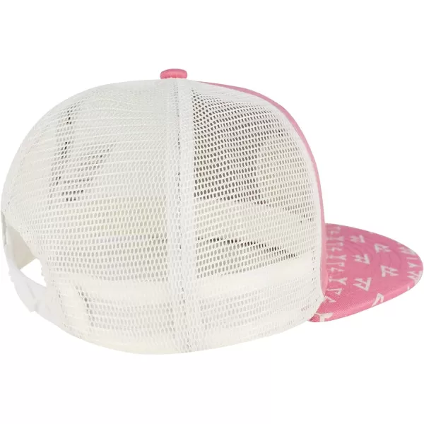 BASSDASH Flat Brim Trucker Cap Adjustable Snapback Hat Mesh Back for Men WomenPink