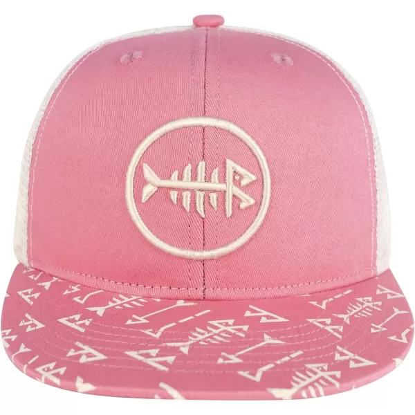 BASSDASH Flat Brim Trucker Cap Adjustable Snapback Hat Mesh Back for Men WomenPink