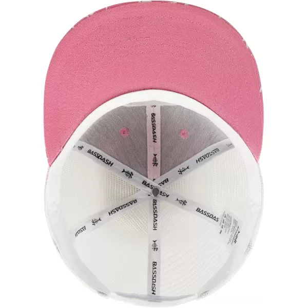 BASSDASH Flat Brim Trucker Cap Adjustable Snapback Hat Mesh Back for Men WomenPink