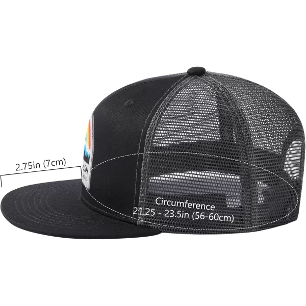BASSDASH Flat Brim Trucker Cap Adjustable Snapback Hat Mesh Back for Men WomenRainbow Trout