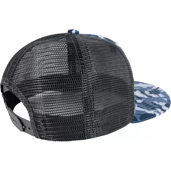 BASSDASH Flat Brim Trucker Cap Adjustable Snapback Hat Mesh Back for Men WomenShark Camo