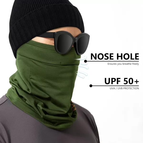 BASSDASH Fleece Neck Gaiter with Nose Hole Winter Face Mask for Men Women Windproof Scarf for Fishing Hunting SkiingArmy Green