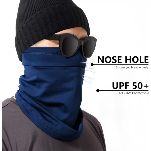 BASSDASH Fleece Neck Gaiter with Nose Hole Winter Face Mask for Men Women Windproof Scarf for Fishing Hunting SkiingNavy Blue